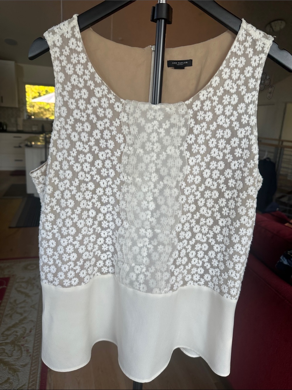 Ann Taylor White Floral Lace Peplum Camisole